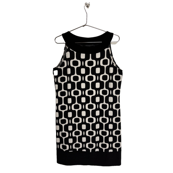 Tiana B Dresses & Skirts - Tiana B Black & Cream Geometric Print Sleeveless Dress - Size L